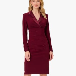 Adrianna Papell Red Long Sleeve Sheath Dress
